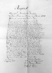 De brief die Teunis Matter aan Willem V stuurde.